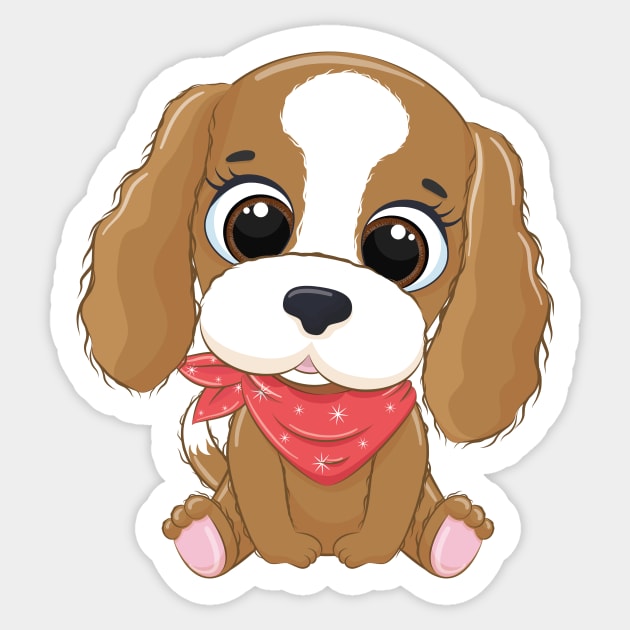 Cavalier King Charles Spaniel Puppy, Cartoon Sticker by admeral